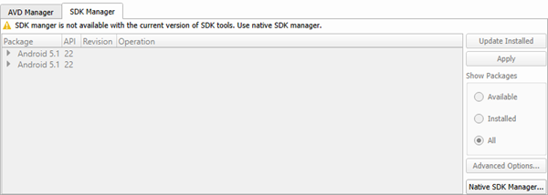 "Android SDK Manager"