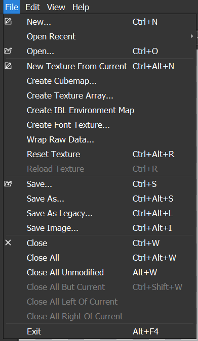 File menu